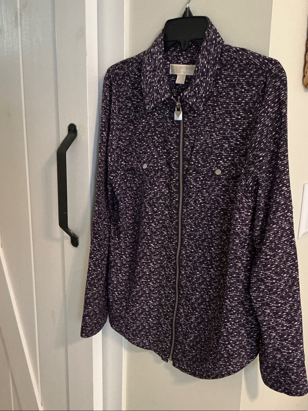 Michael Kors Purple Speckled Zip-Front Women's Top